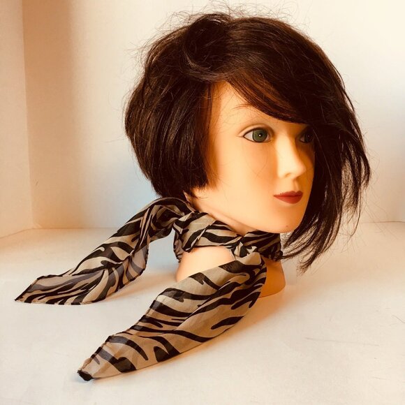 Vintage Scarf Zebra Animal Print Square Headwear Accessory, Fundraiser for Susta - Picture 4 of 4